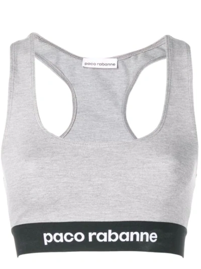 Rabanne Logo-trim Sports Bra In Grey