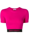 Rabanne Bodyline Logo-jacquard Crop Top In Pink