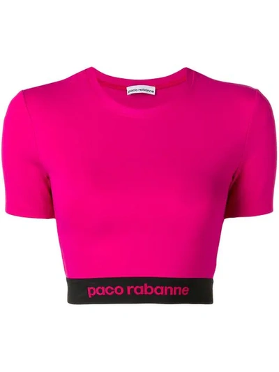 Paco Rabanne Bodyline Logo-jacquard Crop Top In Pink