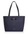 Ted Baker Jjesica Bow Leather Tote In Navy/rose Gold