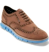 Cole Haan Zerogrand Wingtip Derby In Dark Coffee/ Pacific Nubuck