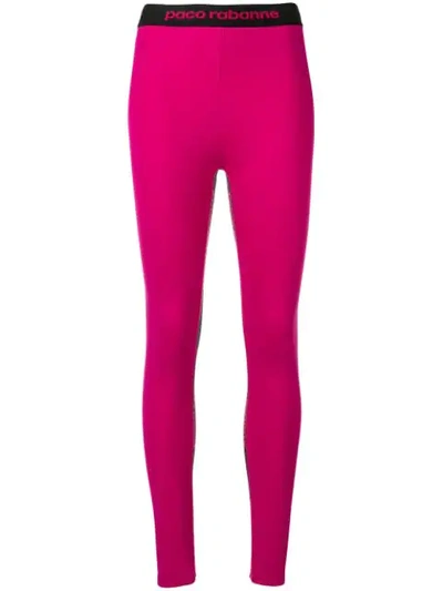 Paco Rabanne Logo Stripe Yoga Pants In Pink