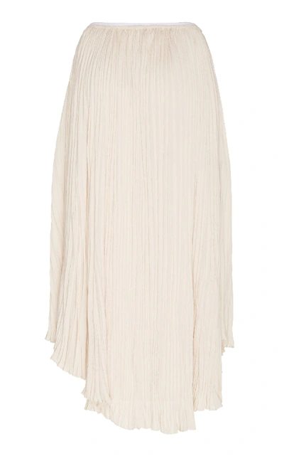 Vince Mixed-pleat Asymmetric Maxi Skirt In Pale Alder