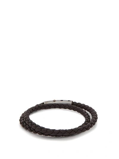 Bottega Veneta Double Intrecciato-woven Leather Bracelet In Red