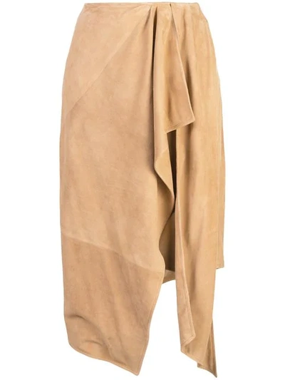 Oscar De La Renta Asymmetric Midi Skirt - Brown