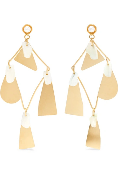Annie Costello Brown Galante Gold-tone Pearl Earrings