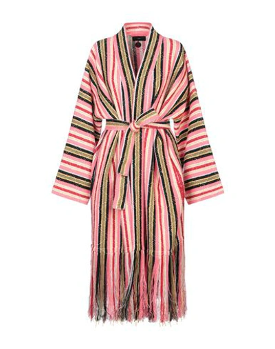 Alanui Baja Fringed Striped Cotton-blend Cardigan In Pink