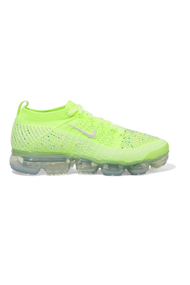Nike Air Vapormax 2 Swarovski Crystal-Embellished Flyknit Sneakers In Lime Green | ModeSens