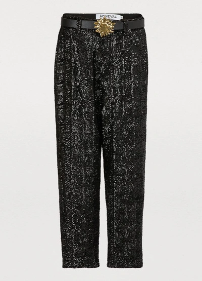 Acheval Pampa Alviento Sequin Pants In Black Black