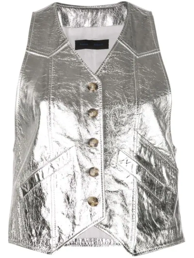 Proenza Schouler Fitted Metallic Leather Vest In Silver
