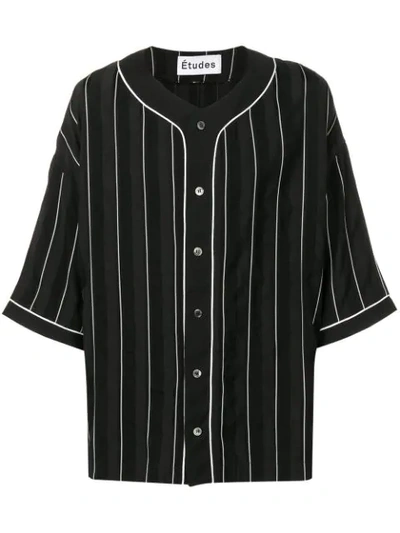Etudes Studio Harlem Stripe Button-down Baseball Shirt In Black