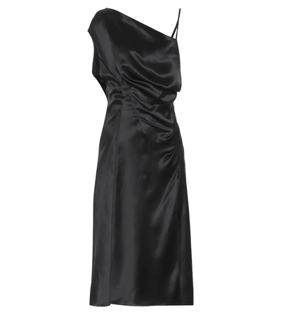 Versace Donna Sleeveless One-shoulder Silk Midi Dress In Black