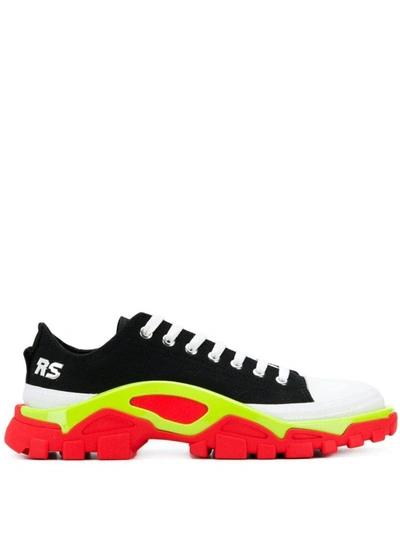 Adidas Originals Adidas By Raf Simons Black Detroit Runner Contrast Sole Low Top Cotton Sneakers In Cblack/silvmt/sslime