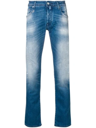 Jacob Cohen Stonewashed Straight Leg Jeans In Blue