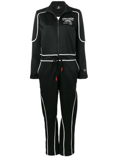 Converse Logo Zipped Jumpsuit In Black