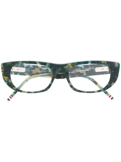 Thom Browne Rectangular Frame Glasses In Green