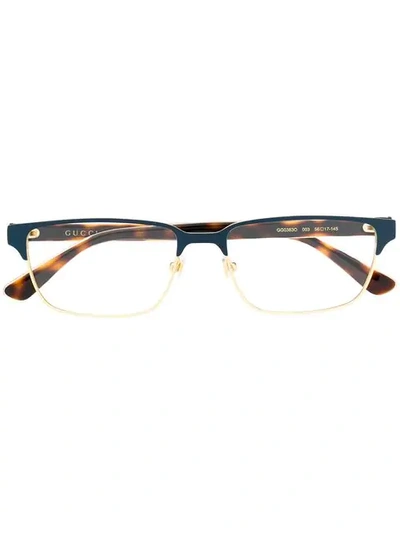 Gucci Eyewear Rectangle Frame Glasses - Blue