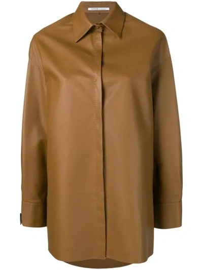 Agnona Leather Shirt Jacket - Brown