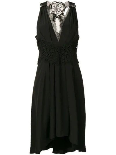 Victoria Beckham Plunge Flared Dress In Black