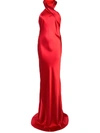 Galvan Halterneck Satin Maxi Dress - Red