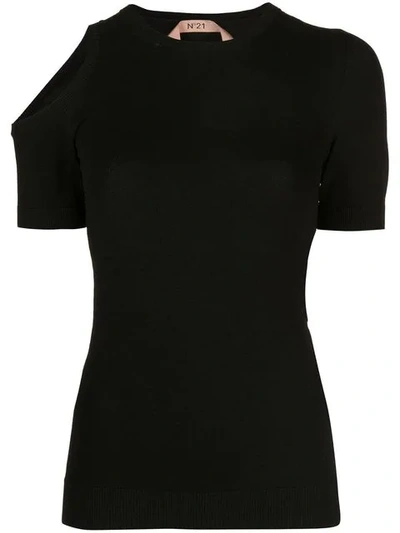N°21 Nº21 Cut-out Knitted Top - Black
