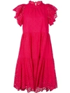 Ulla Johnson Laser Cut Tiered Mini Dress - Pink