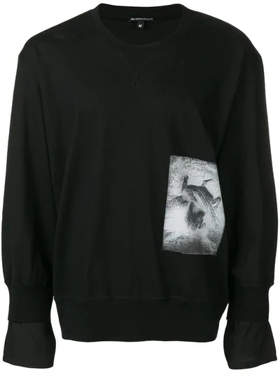 Ann Demeulemeester Printed Layered Sweatshirt In Black