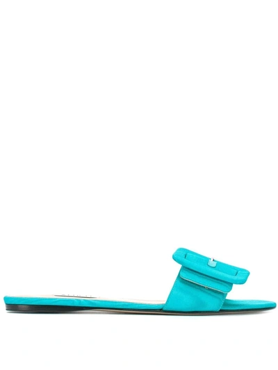 Attico Buckle Open-toe Sandals In Turquoise