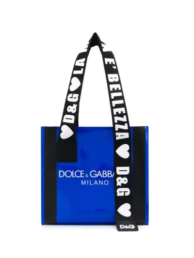 Dolce & Gabbana Logo Street Shopping Bag In Blue