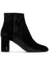 Saint Laurent Loulou Velvet Ankle Boots In Black