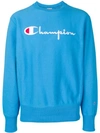 Champion Logo Embroidered Sweater In Blue