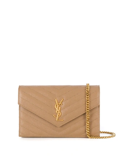 Saint Laurent Quilted Monogram Shoulder Bag In 2622 Beige