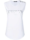 Balmain Logo Print Tank Top In Purple