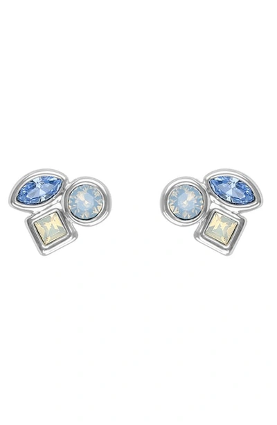 Adore Mini Mixed Crystal Earrings In Blue/ Silver
