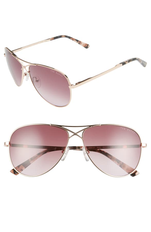 Ted Baker 58mm Gradient Aviator Sunglasses Rose Gold/ Blush ModeSens