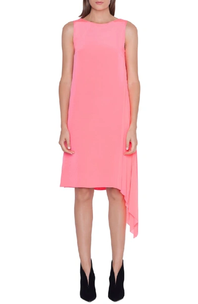 Akris Asymmetrical Plisse Silk Crepe Dress In Neon