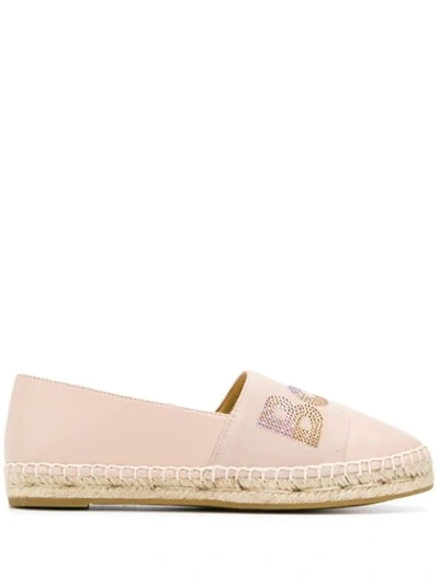 Baldinini Sequinned Logo Espadrilles In Neutrals