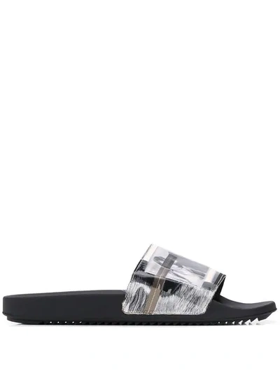 Rick Owens Drkshdw Frayed Edge Slides In Neutrals