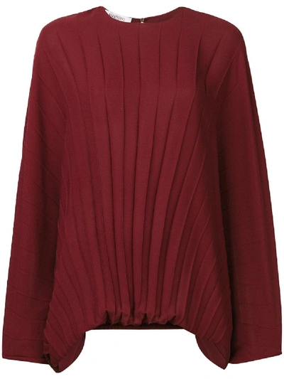Valentino Pleated Slouch Blouse - Red
