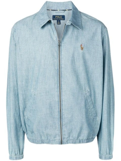 Polo Ralph Lauren Logo Bomber Jacket In Blue