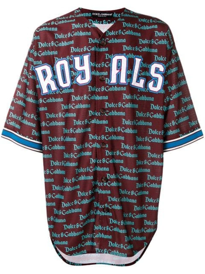 Dolce & Gabbana Gotico Logo Baseball Shirt In Brown