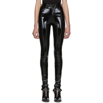 Maison Margiela High-waisted Vinyl Trousers In Black