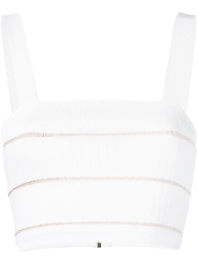 Balmain Cropped Knit Top - White