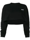 Gcds Cropped Logo Sweatshirt In Black