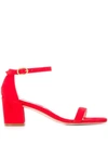 Stuart Weitzman The Simple Block-heel Sandals In Red