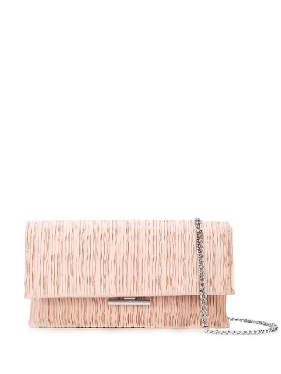 Loeffler Randall Tab Ruched Satin Clutch In Pink/silver