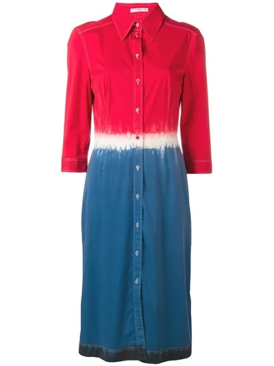 Pre-owned Prada Color Block Shirt Dress - Red