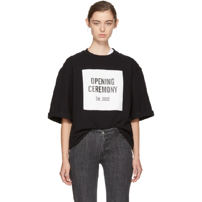 Opening Ceremony Black Short Sleeve Logo Cut-off Sweatshirt