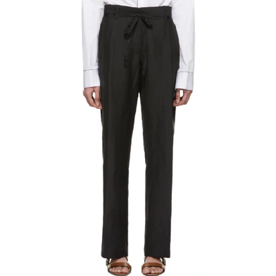 Ann Demeulemeester Black Linen And Silk Trousers