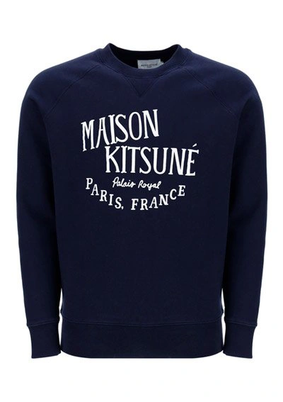 Maison Kitsuné Maison Kitsune Navy Logo Palais Royal Sweatshirt In Blue